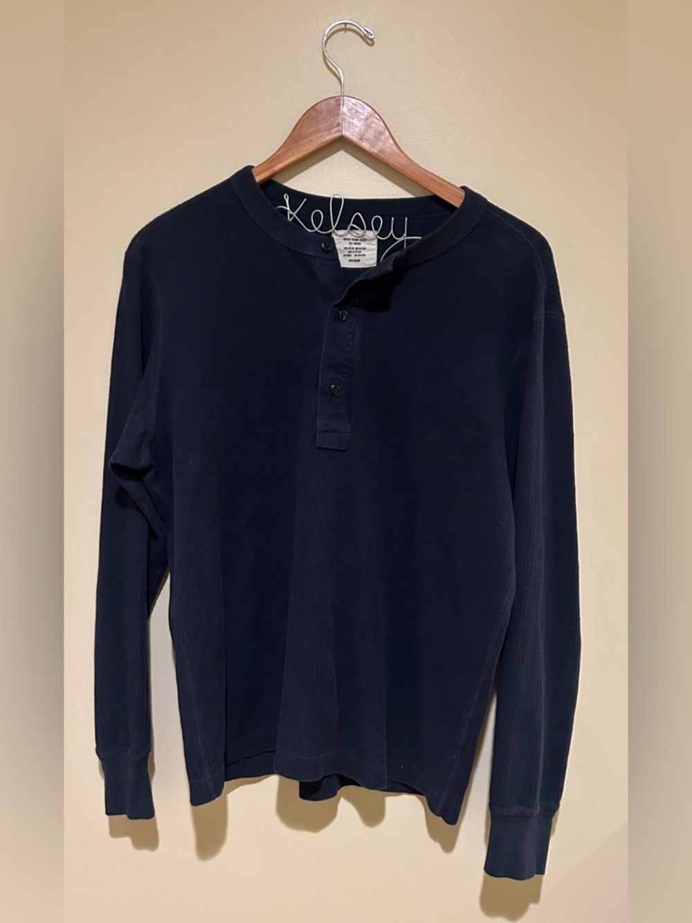 Buck Mason Navy Long-Sleeve Henley Size Medium